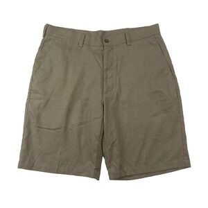 Pro Tour Cool Play Mens Flat Front Khaki Performance Shorts Sz 34 100% Polyester